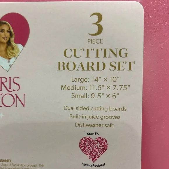 Paris Hilton Pink Glitter 3-Piece Cutting Board Set - Picture 2 of 2